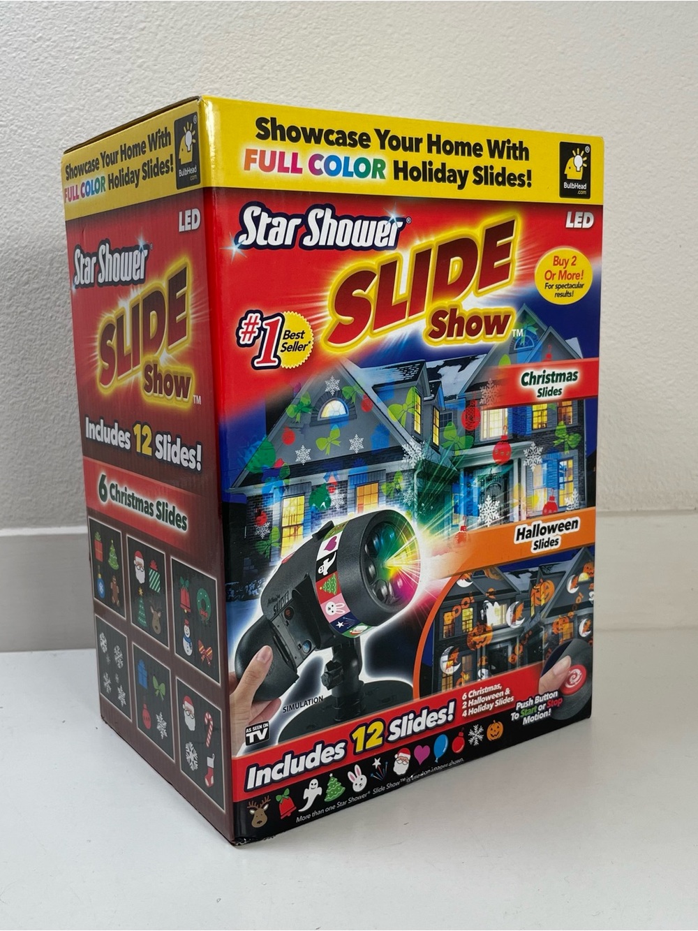 NEW Star Shower Slide Show LED Holiday Projector 12 Full Color Slides~ SEALED